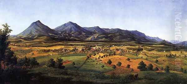 The Peaks of Otter and the Town of Liberty Oil Painting by Edward Beyer