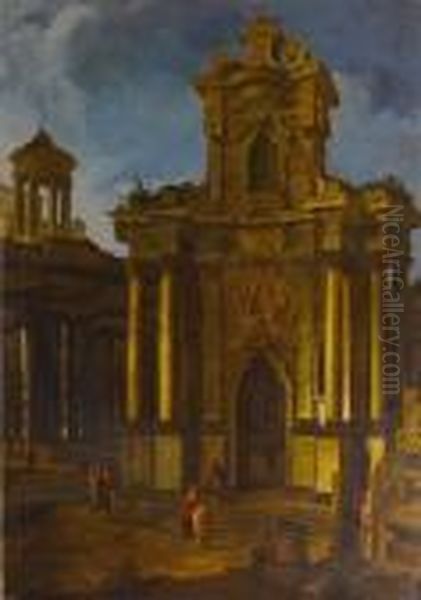 Capriccio Oil Painting by Vittorio Maria Bigari