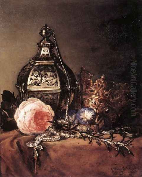 Still-Life with Symbols of the Virgin Mary 1672 Oil Painting by Dirck de Bray