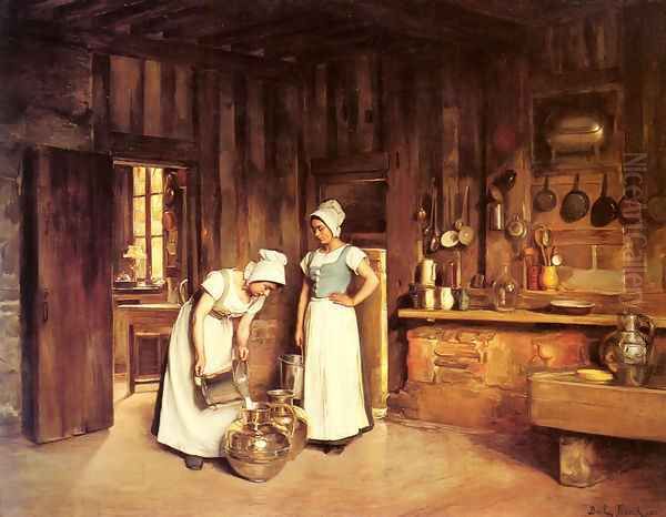 Two Milkmaids Oil Painting by Franck Antoine Bail