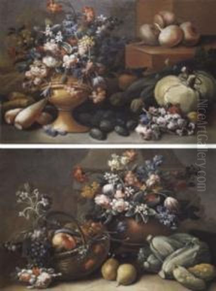 Nature Morte Oil Painting by Felice Fortunato Biggi Dei Fiori