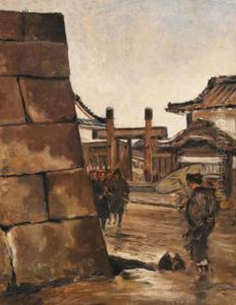 Une Rue Au Japon Oil Painting by Georges Ferdinand Bigot