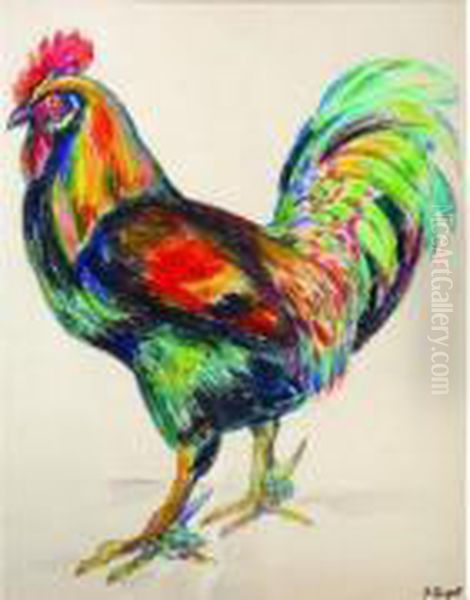 Coq Oil Painting by Raymond Bigot