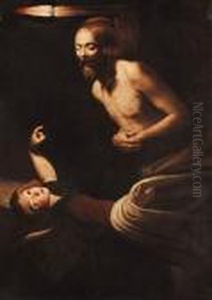 Christ Tended By An Angel Oil Painting by Trophime Bigot