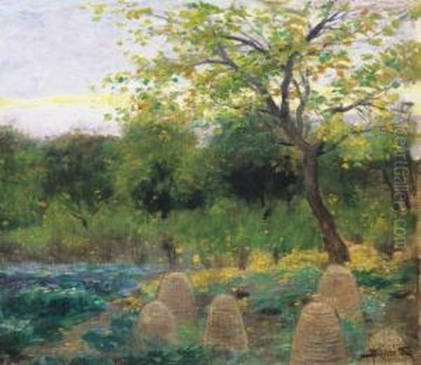 Spring Garden (residential Estate) Oil Painting by Sandor Alexander Bihari