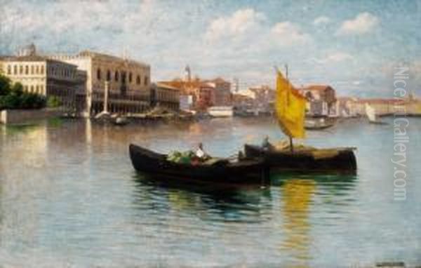 Sunlit Venice Oil Painting by Sandor Alexander Bihari