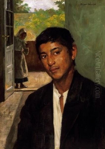 Gypsy Boy Oil Painting by Sandor Alexander Bihari