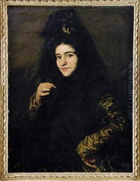 Dama Con Mantilla Oil Painting by Gonzalo Bilbao Martinez