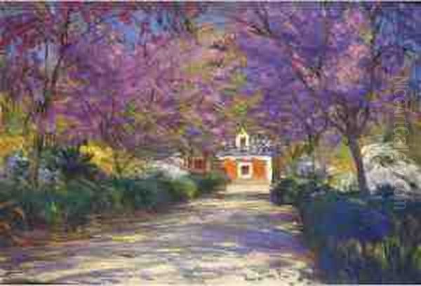 Jardin Con Jacarandas Oil Painting by Gonzalo Bilbao Martinez