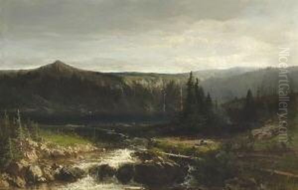 See In Einem
 Mittelgebirge Oil Painting by Johannes Warnardus Bilders