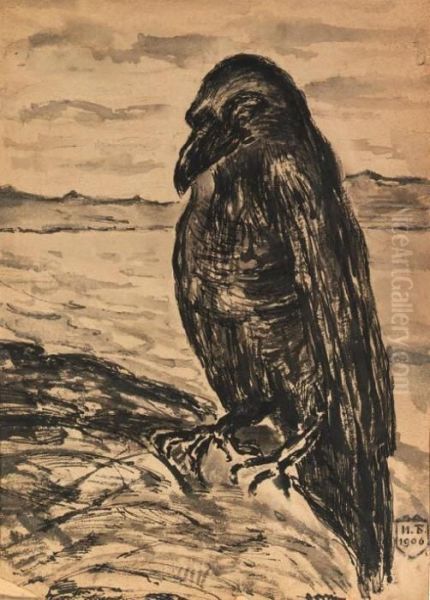 The Raven Oil Painting by Ivan Iakovlevich Bilibine