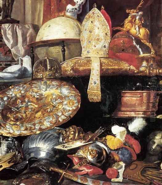 Large Vanitas Still-Life (detail) Oil Painting by Peeter Boel