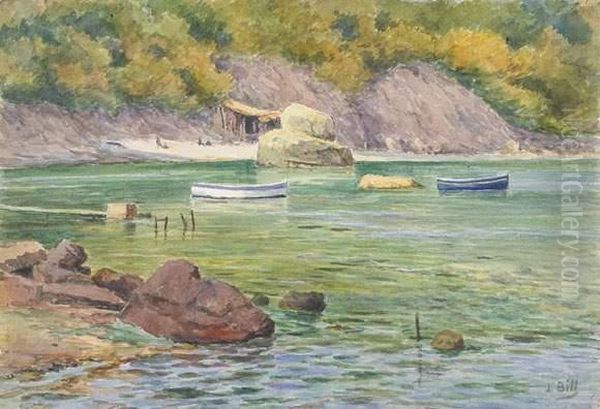 La Plage De Magot Pres De Toulon Oil Painting by Lina Bill