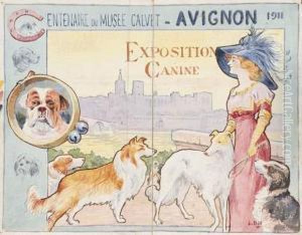 Projet D'affiche Pour L'exposition Canine Pour Le Centenaire Du Musee Calvet, Avignon Oil Painting by Lina Bill