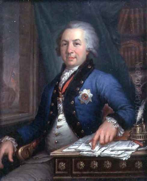 Portrait of the Russian poet Gavril Derzhavin 1795 Oil Painting by Vladimir Lukich Borovikovsky