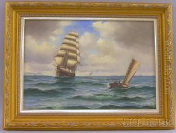 Boats On A Bay Oil Painting by Vilhelm Bille