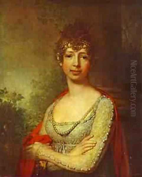 Portrait Of Grand Duchess Maria Pavlovna 1800s Oil Painting by Vladimir Lukich Borovikovsky