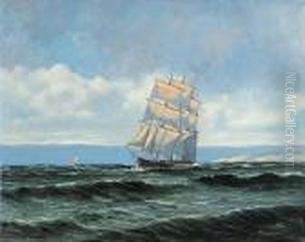 Untitled - Ship At Sea Oil Painting by Willy Bille