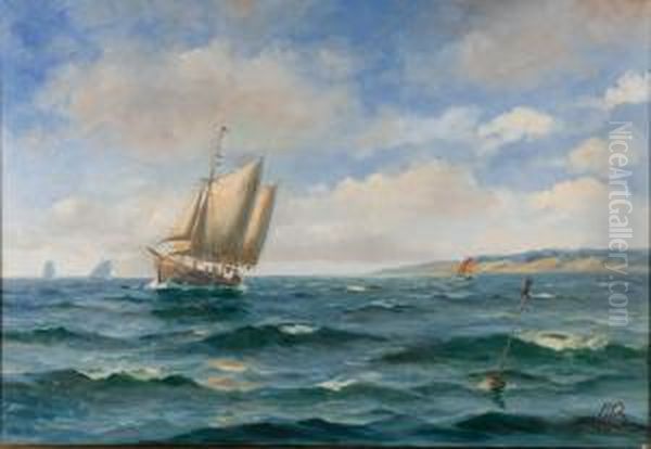 Seascape With Ships Oil Painting by Willy Bille