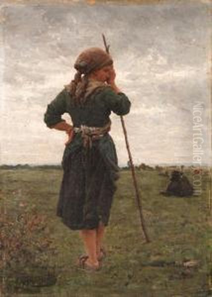 The Shepherdess Oil Painting by Pierre Billet