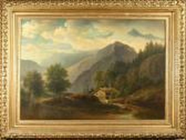 Bergslandskap Oil Painting by Lars Teodor Billing