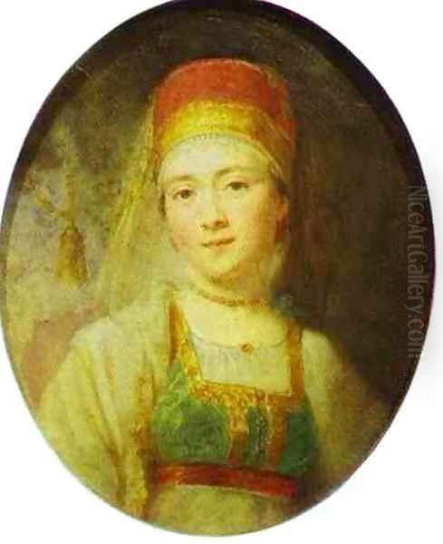 Christina The Peasant Woman From Torzhok 1795 Oil Painting by Vladimir Lukich Borovikovsky