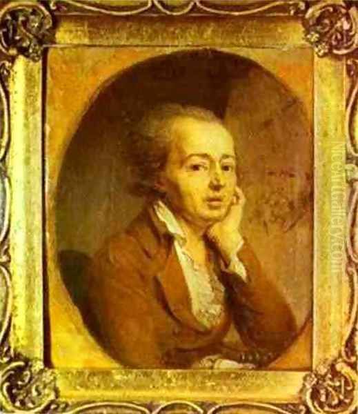 Portrait Of The Artist Dmitry Levitzky 1796 Oil Painting by Vladimir Lukich Borovikovsky