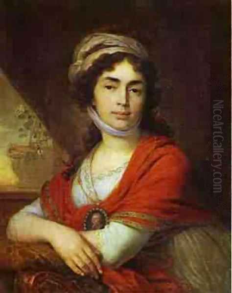 Portrait Of M D Dunina 1799 Oil Painting by Vladimir Lukich Borovikovsky