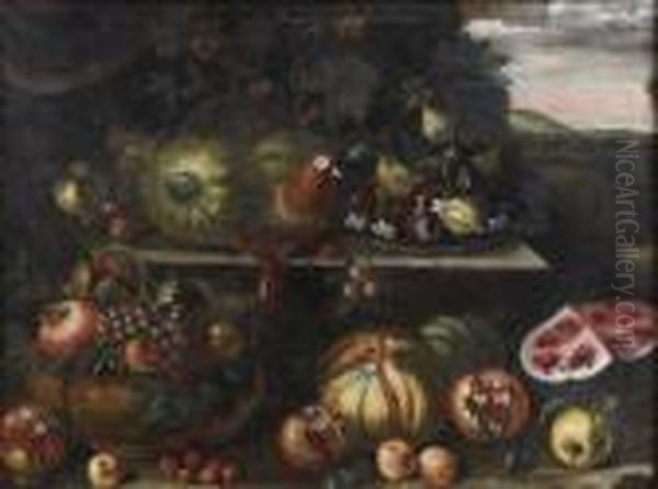 Nature Morte Aux Pasteques Oil Painting by Bartolommeo Bimbi