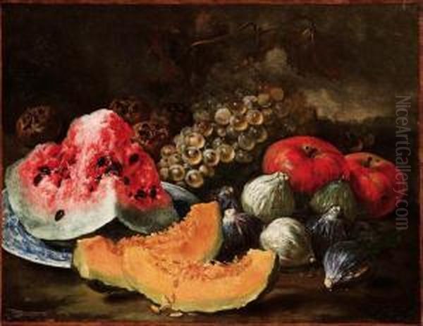 Natura Morta Di Frutta Con Anguria E Melone Oil Painting by Bartolommeo Bimbi