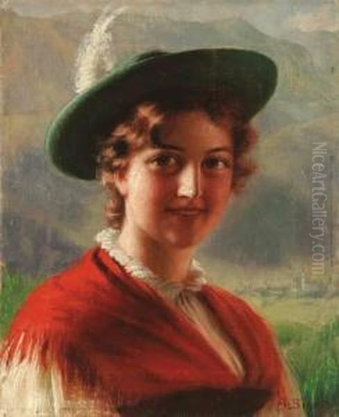 Portrait Of A Bavarian Beauty Oil Painting by Alois Binder