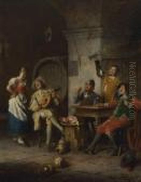 Frohliche Zecher. Oil Painting by Alois Binder