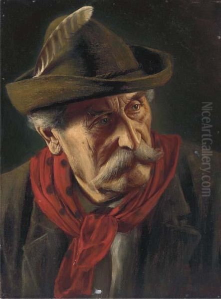 Portrait Of A Tyrolean Oil Painting by Alois Binder