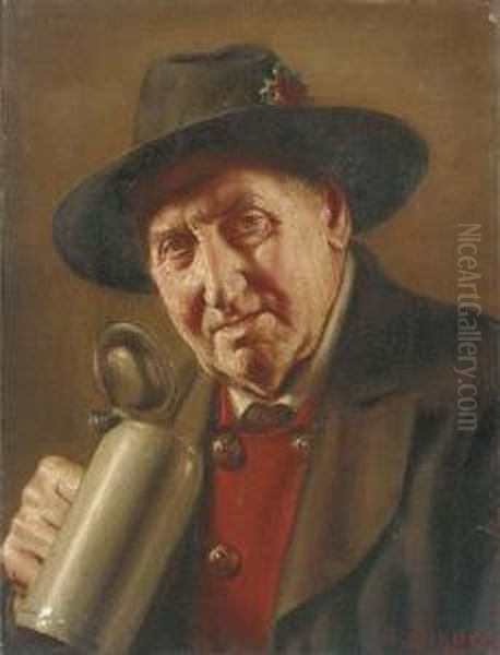 A Good Brew Oil Painting by Alois Binder