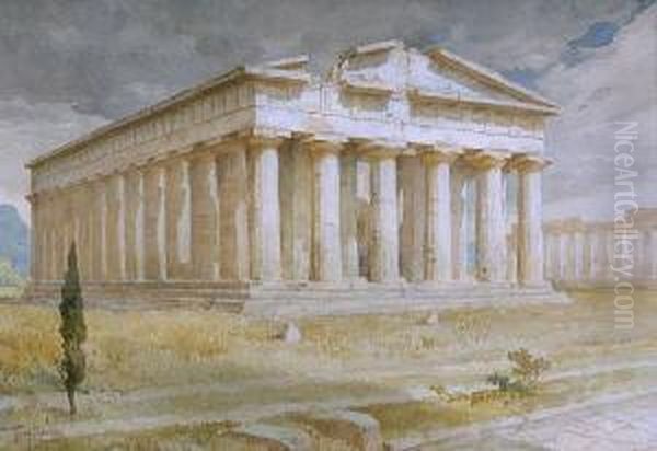 Der Poseidon-tempel In
 Paestum. Oil Painting by Tony Binder