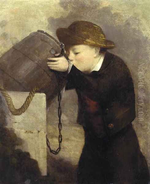 Boy Drinking from a Barrel Oil Painting by David Gilmour Blythe