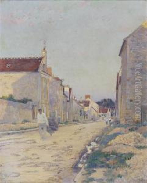 Une Rue Ensoleillee Oil Painting by Victor-Jean-Baptiste-Barthelemy Binet