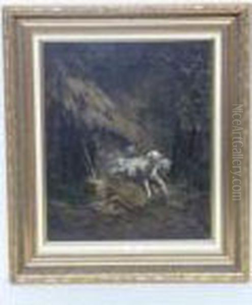 Les Moutons Effrayes Par L'orage Oil Painting by Victor-Jean-Baptiste-Barthelemy Binet