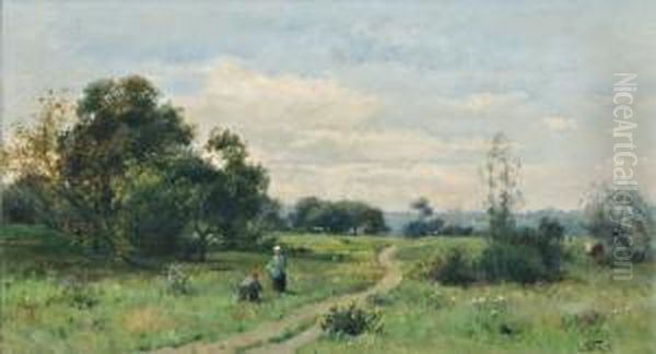 La Campagne Normande Oil Painting by Victor-Jean-Baptiste-Barthelemy Binet