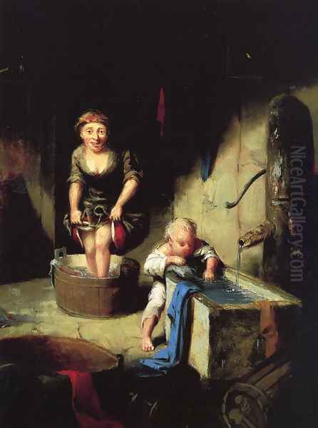 Wash Day Oil Painting by David Gilmour Blythe