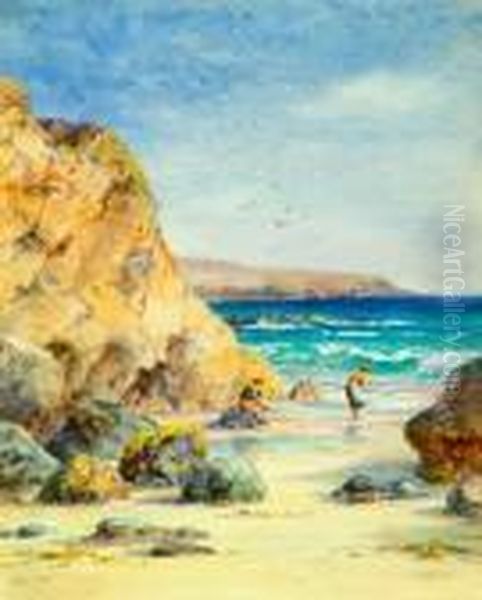 Kennick Sands, Cornwall Oil Painting by James Georges Bingley