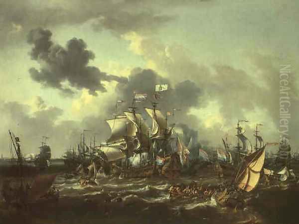 The Battle on the Zuidersee 1573 Oil Painting by Jan Theunisz Blanckerhoff