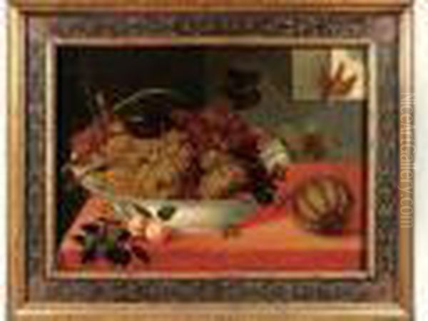 Bol De Raisins, Fruits Et Oiseaux Oil Painting by Peter Paul Binoit