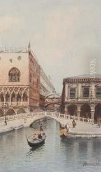 Canale Veneziano Oil Painting by H. Biondetti