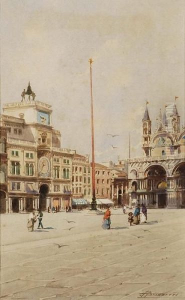 Piazza Con Figure Oil Painting by H. Biondetti