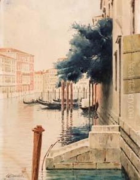 Canale A Venezia Oil Painting by H. Biondetti