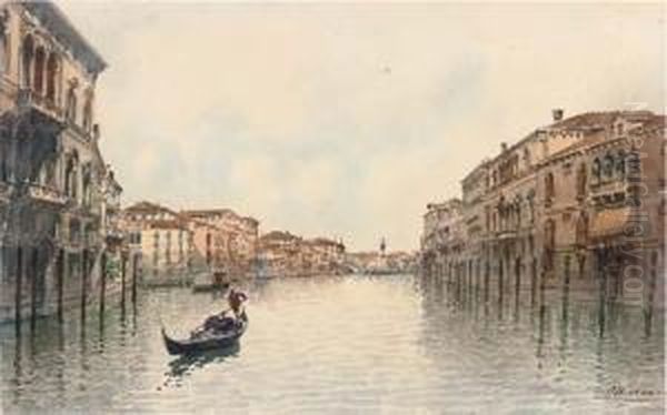 On The Grand Canal, Venice Oil Painting by H. Biondetti