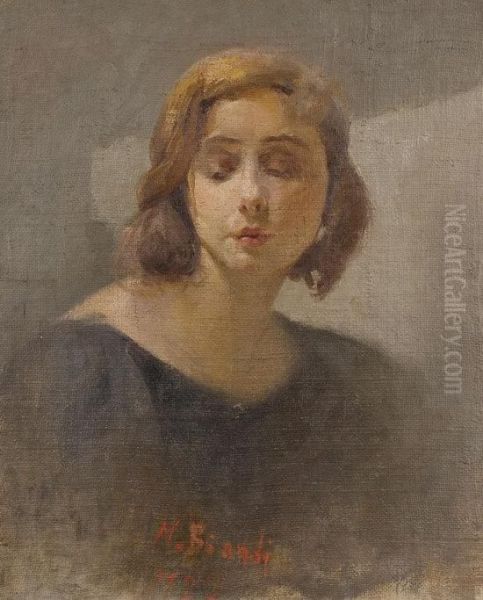 Ritratto Di Giovane Donna Oil Painting by Nicola Biondi