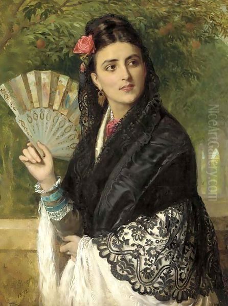 A Spanish Beauty Oil Painting by John Bagnold Burgess