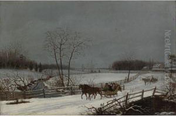 Snow Scene Oil Painting by Thomas Birch